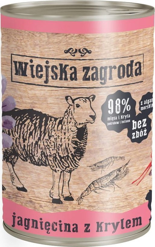Wiejska Zagroda Υγρή Τροφή για Ενήλικες Γάτες σε Κονσέρβα με Αρνί χωρίς Γλουτένη 400gr