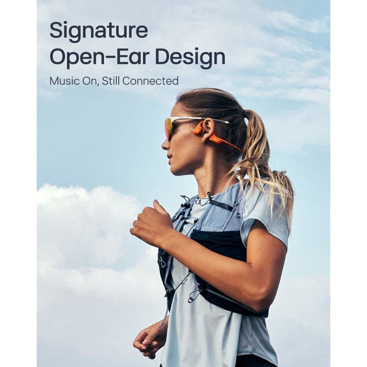 Shokz OpenRun Pro 2 Bone Conduction Bluetooth Handsfree Ακουστικά με Αντοχή στον Ιδρώτα Πορτοκαλί - Image 5