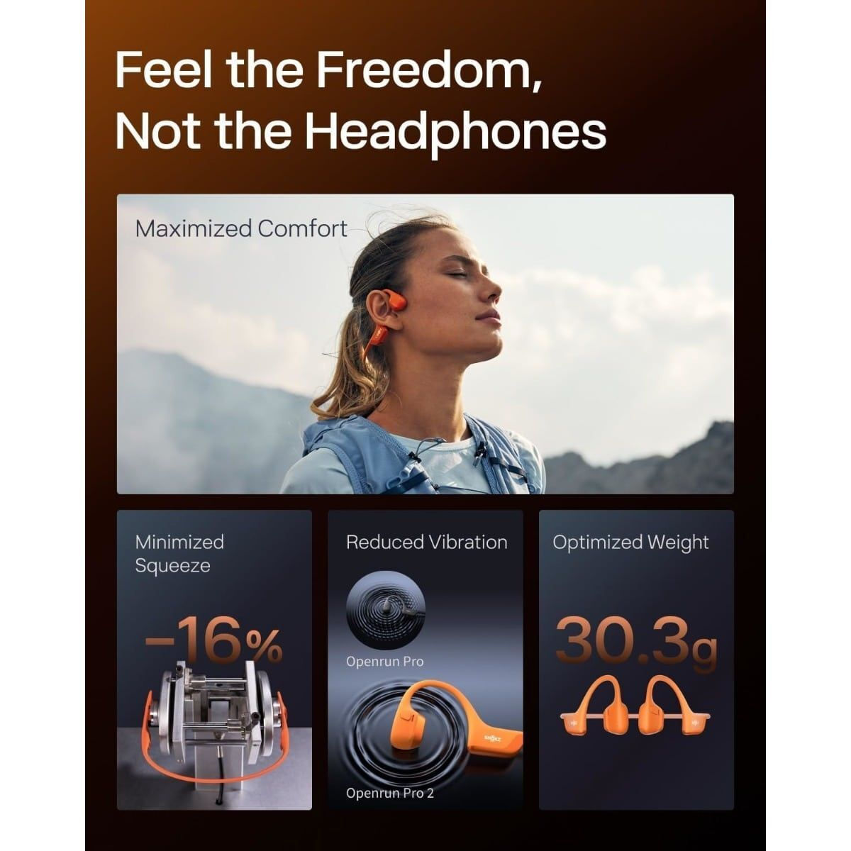 Shokz OpenRun Pro 2 Bone Conduction Bluetooth Handsfree Ακουστικά με Αντοχή στον Ιδρώτα Πορτοκαλί - Image 8