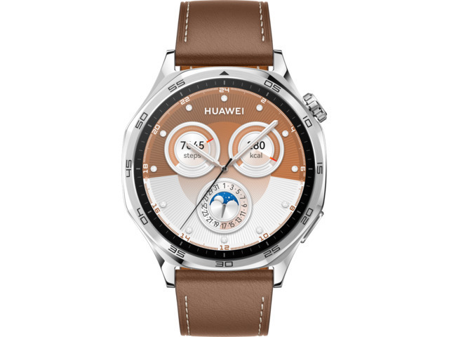 Huawei Watch GT 5 Stainless Steel 46mm Αδιάβροχο με Παλμογράφο (Καφέ)