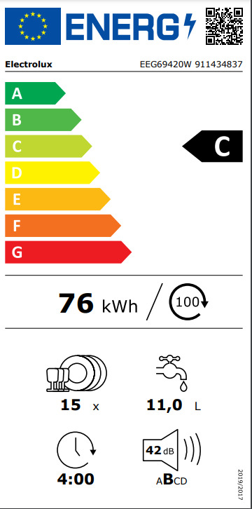 Electrolux Πλήρως Εντοιχιζόμενο για 15 Σερβίτσια Π60xY82εκ. EEG69420W - Image 2