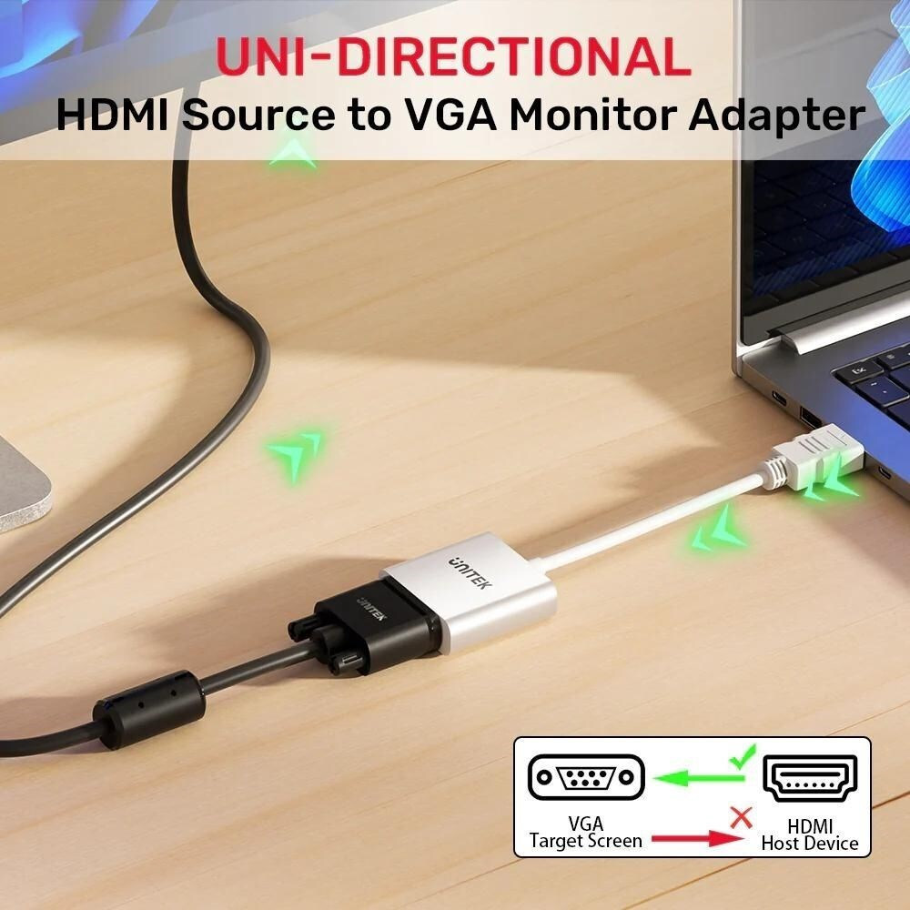 Unitek Hdmi To Vga Adapter Full Hd 60hz White Male Female - Image 2