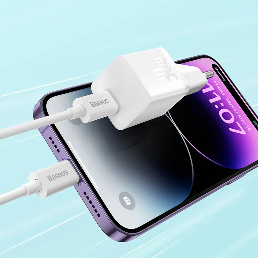 Baseus Φορτιστής GaN με Θύρα USB-C και Καλώδιο USB-C - USB-C 30W Cluster Black (Gan5) - Image 5