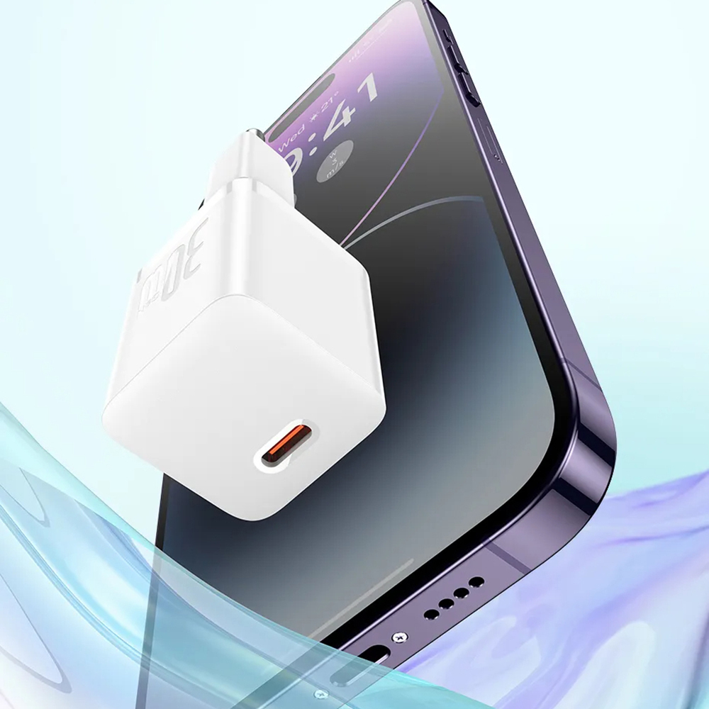 Baseus Φορτιστής GaN με Θύρα USB-C και Καλώδιο USB-C - USB-C 30W Moon White (Gan5) - Image 5