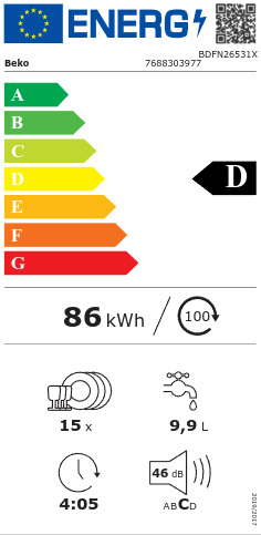 Beko Ελεύθερο για 15 Σερβίτσια Π59.8xY85εκ. BDFN26531X - Image 3