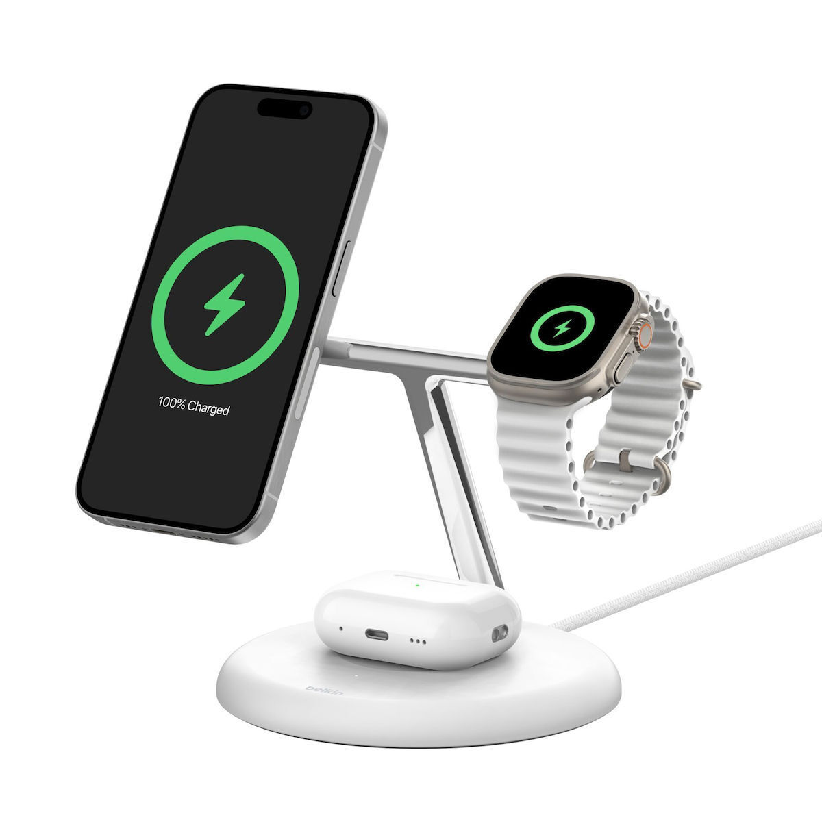 Belkin Ασύρματος Φορτιστής Qi2 15W Λευκός (Boost Charge Pro) - Image 4