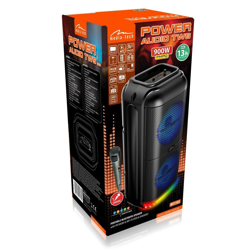 Media-Tech Σύστημα Karaoke με Ενσύρματo Μικρόφωνo Audio Disco σε Μαύρο Χρώμα - Image 5
