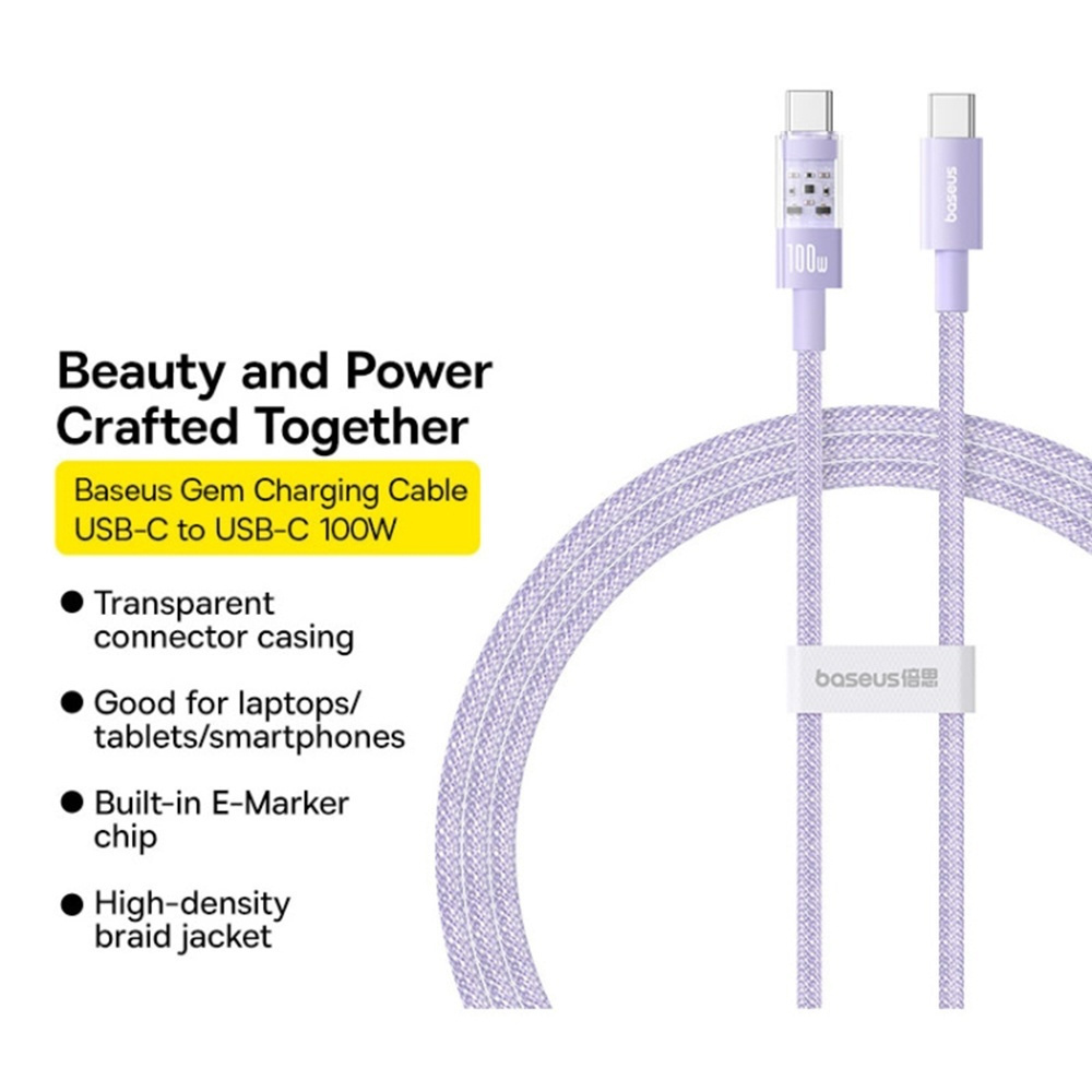 Baseus Charging USB 2.0 Cable USB-C male - USB-C 100W Μωβ 1m P10373000511-00 - Image 5