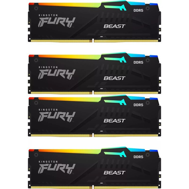 Kingston Fury Beast RGB DDR5 128GB RAM με 4x32GB Modules και Ταχύτητα 5600 για Desktop KF556C40BBAK4-128 - Image 3
