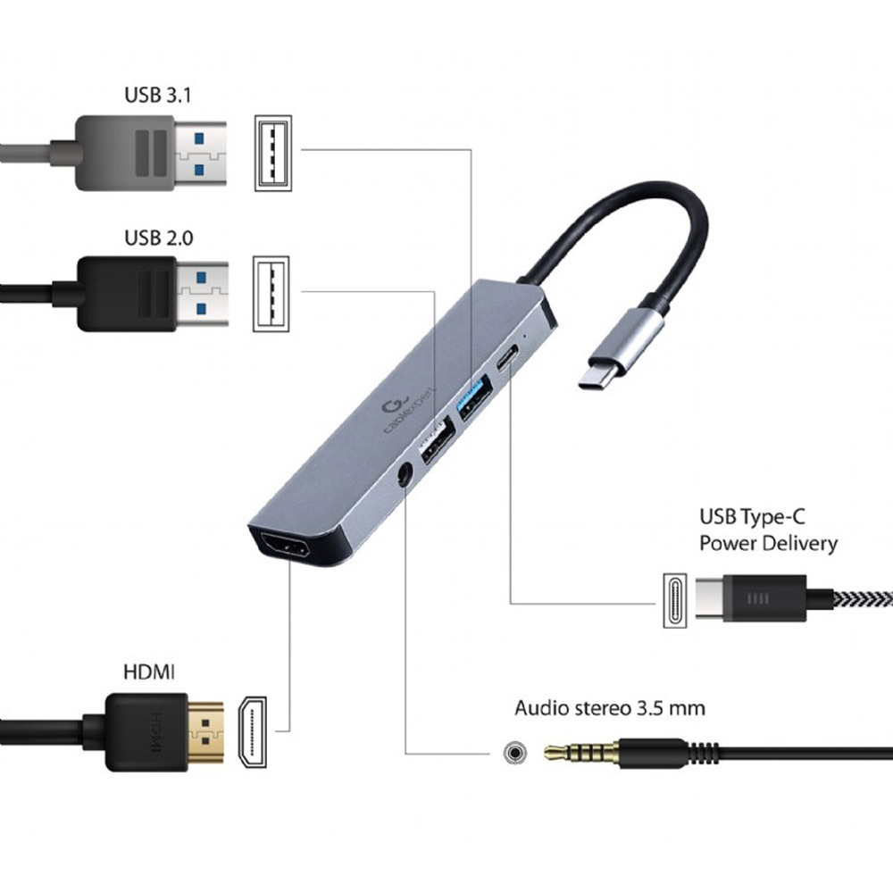 Cablexpert USB-C Docking Station με HDMI 4K PD (A-CM-COMBO5-02) - Image 4
