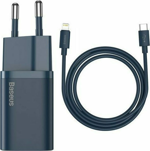 Baseus Φορτιστής με Θύρα USB-C και Καλώδιο USB-C - Lightning 20W Power Delivery Μπλε (Super Si) - Image 9
