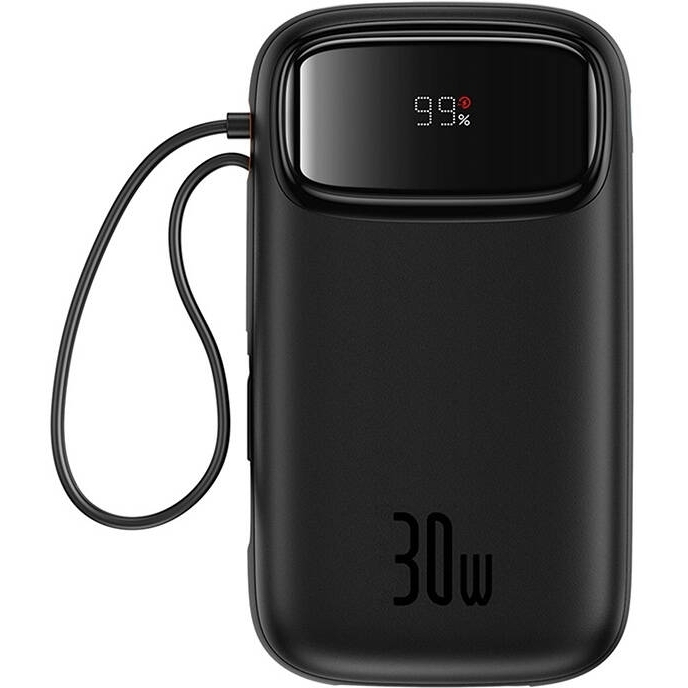 Baseus QPow 2 Power Bank 20000mAh 30W με Θύρα USB-A και 2 Θύρες USB-C Μαύρο