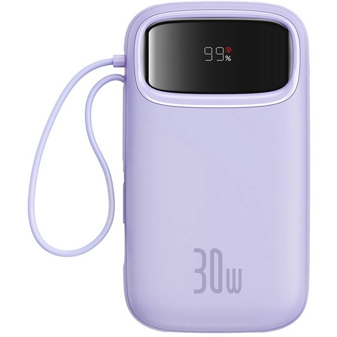 Baseus QPow 2 Power Bank 20000mAh 30W με Θύρα USB-A και 2 Θύρες USB-C Μωβ