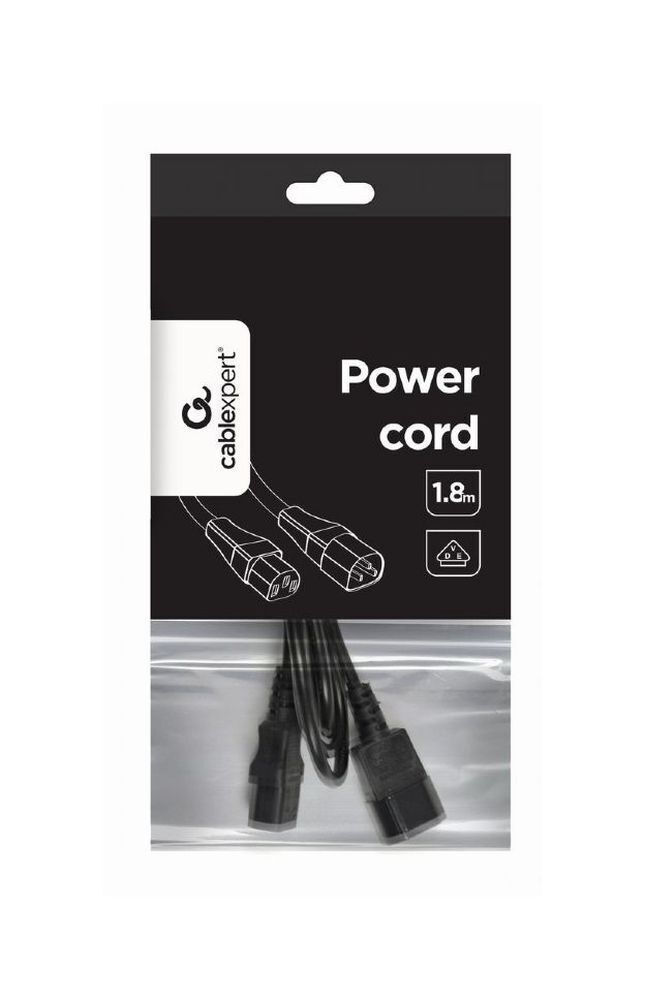 Cablexpert IEC C13 - IEC C13 / IEC C14 Cable 1.8m Μαύρο (PC-189-VDE) - Image 2