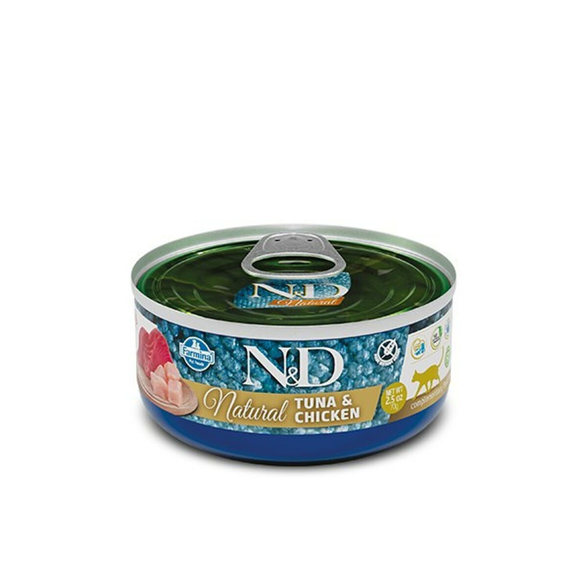 Farmina N&D Natural Υγρή Τροφή για Ενήλικες Γάτες σε Κονσέρβα με Κοτόπουλο και Τόνο χωρίς Γλουτένη 140gr PND140065