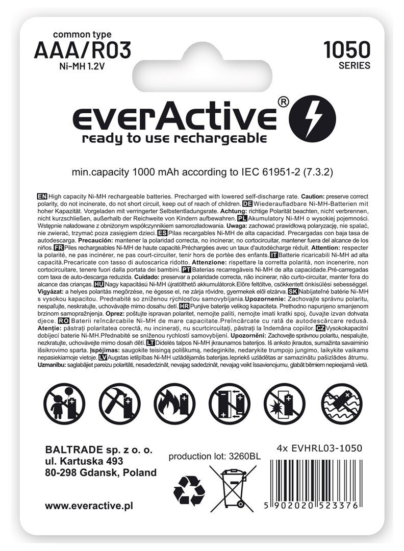 everActive AAA 550mAh 1.2V 4τμχ - Image 2