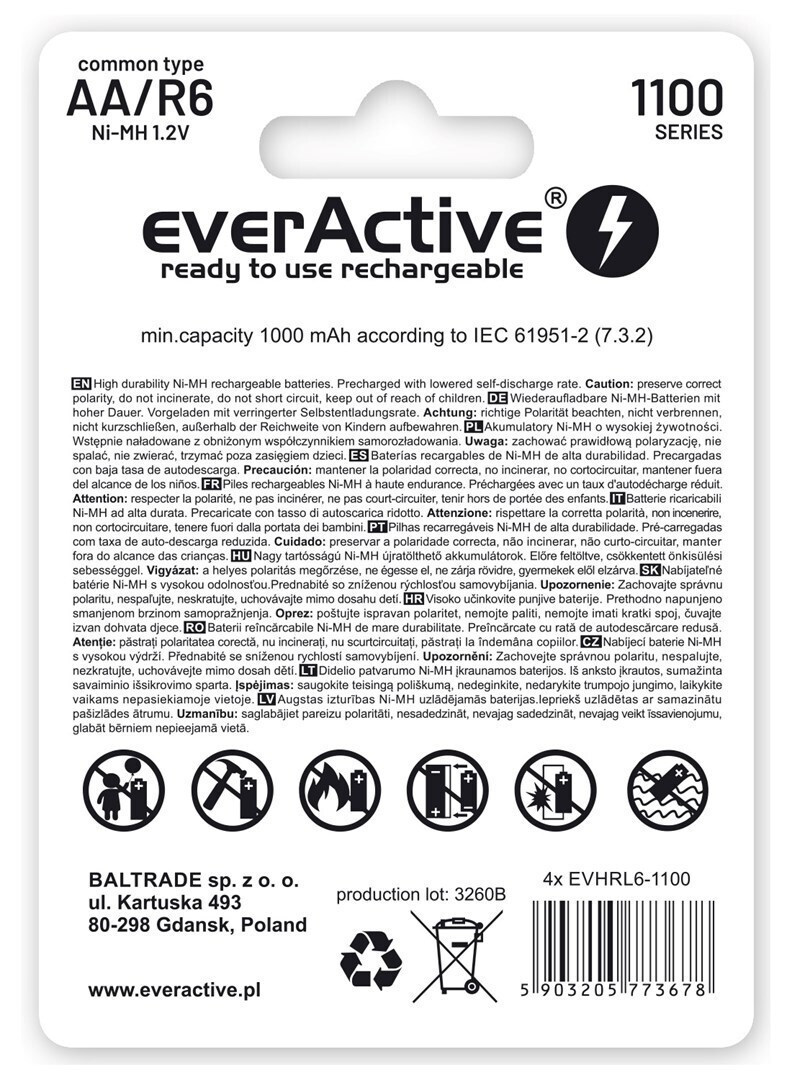 everActive AA 1100mAh 1.2V 4τμχ - Image 2
