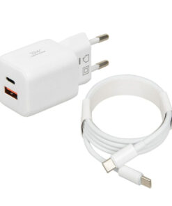 iBox Φορτιστής GaN με Θύρα USB-A και Θύρα USB-C και Καλώδιο USB-C - USB-C 33W Power Delivery / Quick Charge 3.0 Λευκός (C-42)