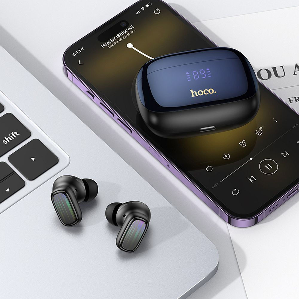 Hoco EQ20 In-ear Bluetooth Handsfree Ακουστικά με Θήκη Φόρτισης Μαύρα - Image 2