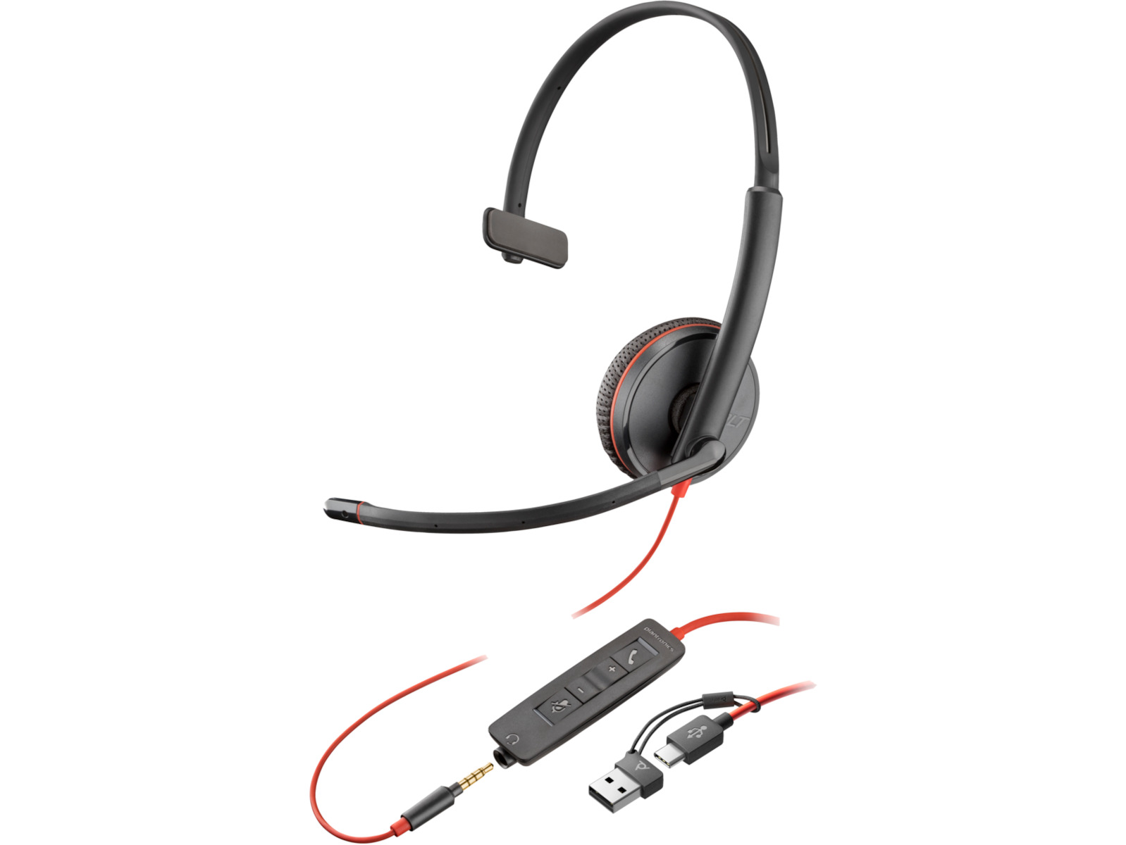 Poly Blackwire 3215 USB-C HS On Ear Multimedia Ακουστικά με μικρόφωνο και σύνδεση USB-A / USB-C - Image 2