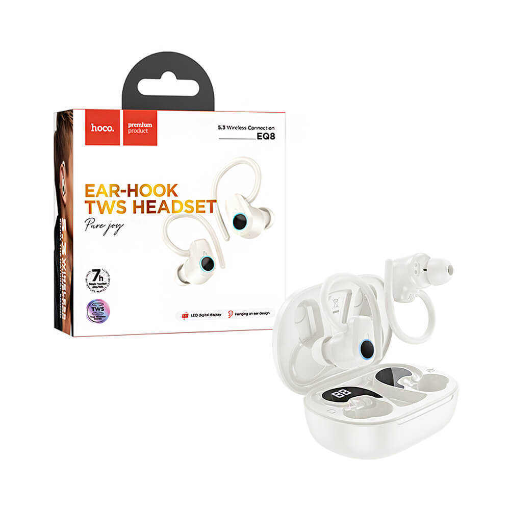Hoco EQ8 In-ear Bluetooth Handsfree Ακουστικά με Θήκη Φόρτισης Milky White - Image 4