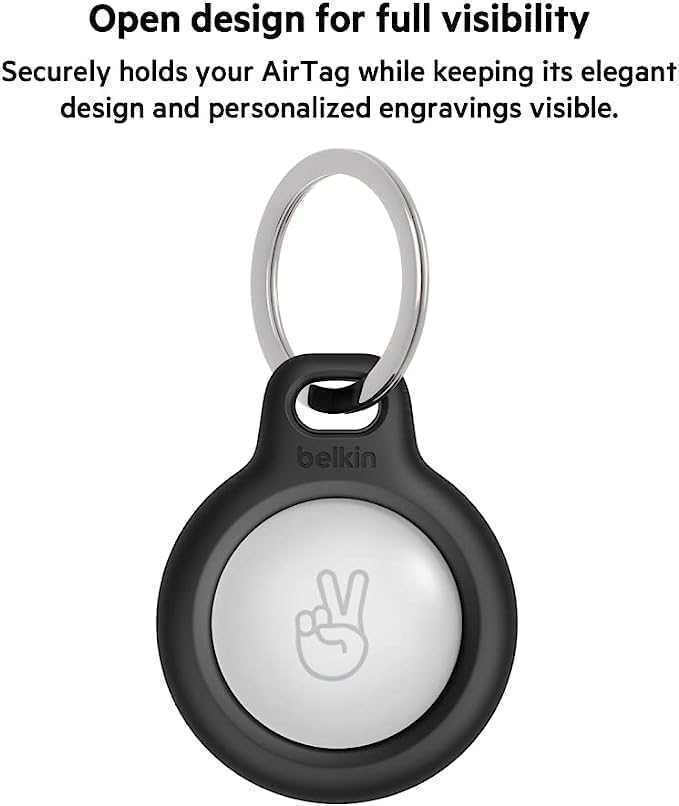 Belkin Key Ring Θήκη Μπρελόκ Σιλικόνης για AirTag Black / White 2τμχ - Image 6
