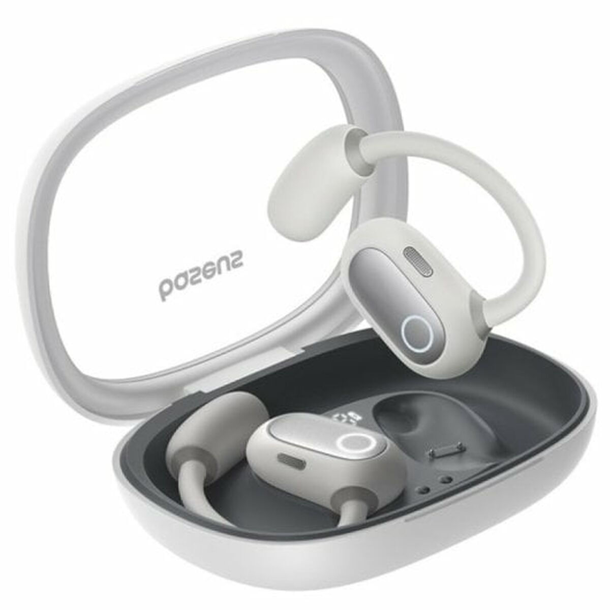 Baseus Eli Sport 1 PM20A Open Ear Bluetooth Handsfree Ακουστικά με Αντοχή στον Ιδρώτα και Θήκη Φόρτισης Moon White