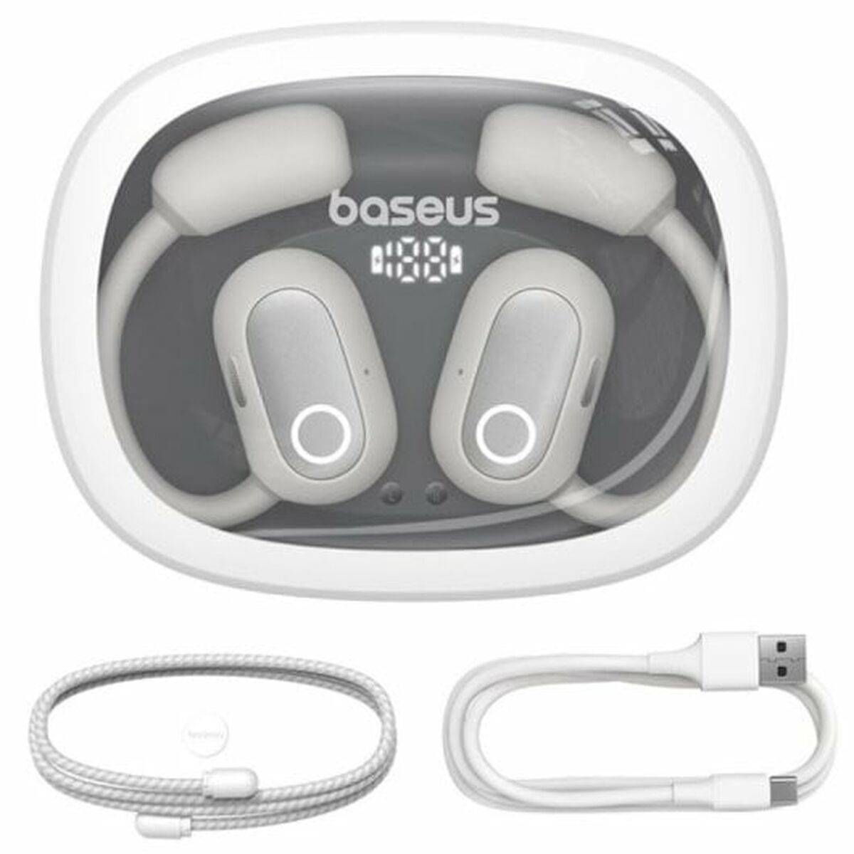 Baseus Eli Sport 1 PM20A Open Ear Bluetooth Handsfree Ακουστικά με Αντοχή στον Ιδρώτα και Θήκη Φόρτισης Moon White - Image 8