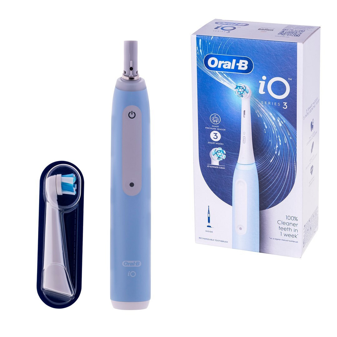 Oral-B iO Series 3 Ηλεκτρική Οδοντόβουρτσα με Αισθητήρα Πίεσης Ice Blue - Image 2