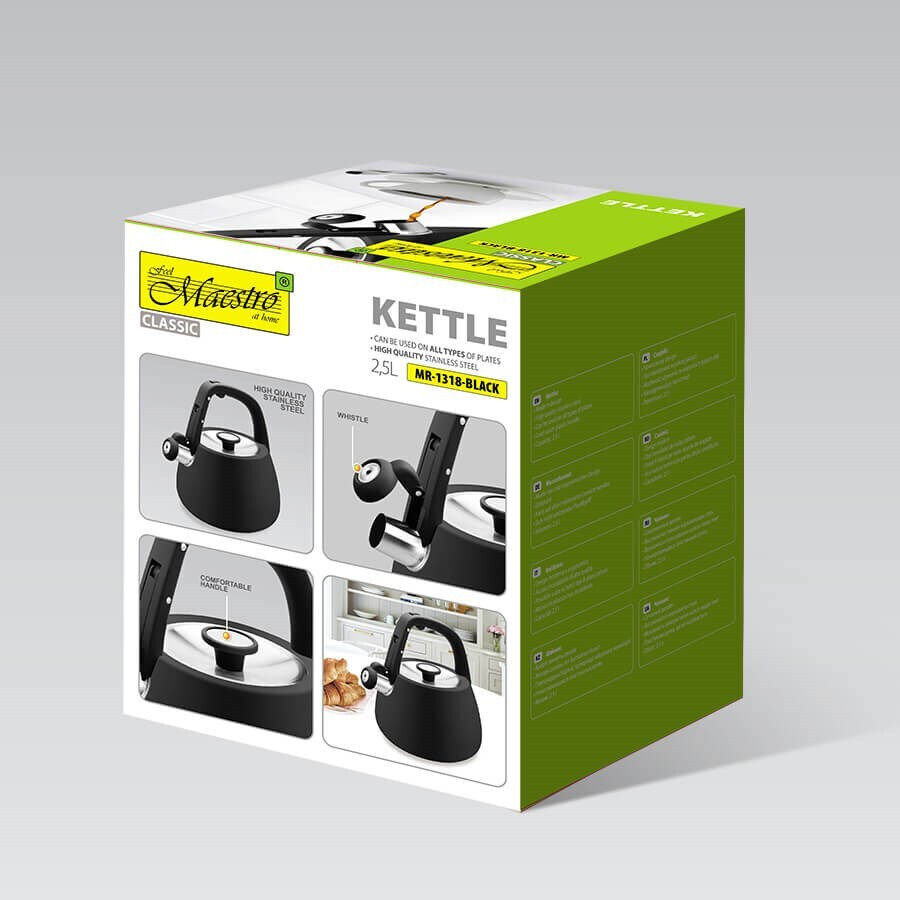 Maestro Τσαγιέρα Αλουμινίου Μαύρη 2500ml - Image 3