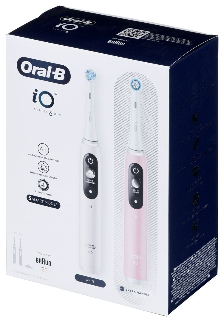 Oral-B iO Series 6 Ηλεκτρική Οδοντόβουρτσα με Χρονομετρητή και Αισθητήρα Πίεσης Duo Pack White/Pink - Image 9