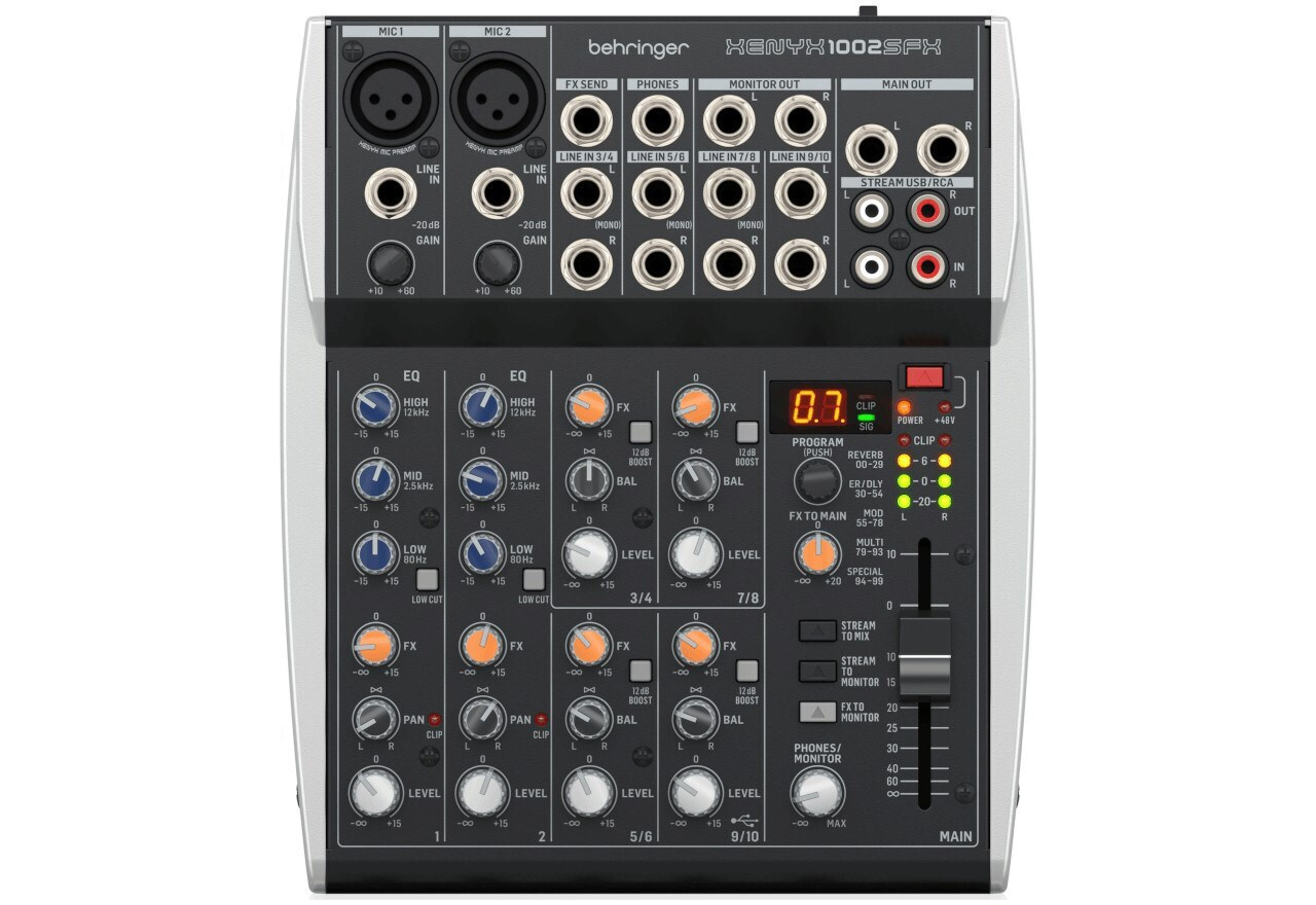 Behringer Xenyx 1002SFX Αναλογική Κονσόλα 10 Καναλιών με Phantom Power & 2 Εισόδους XLR