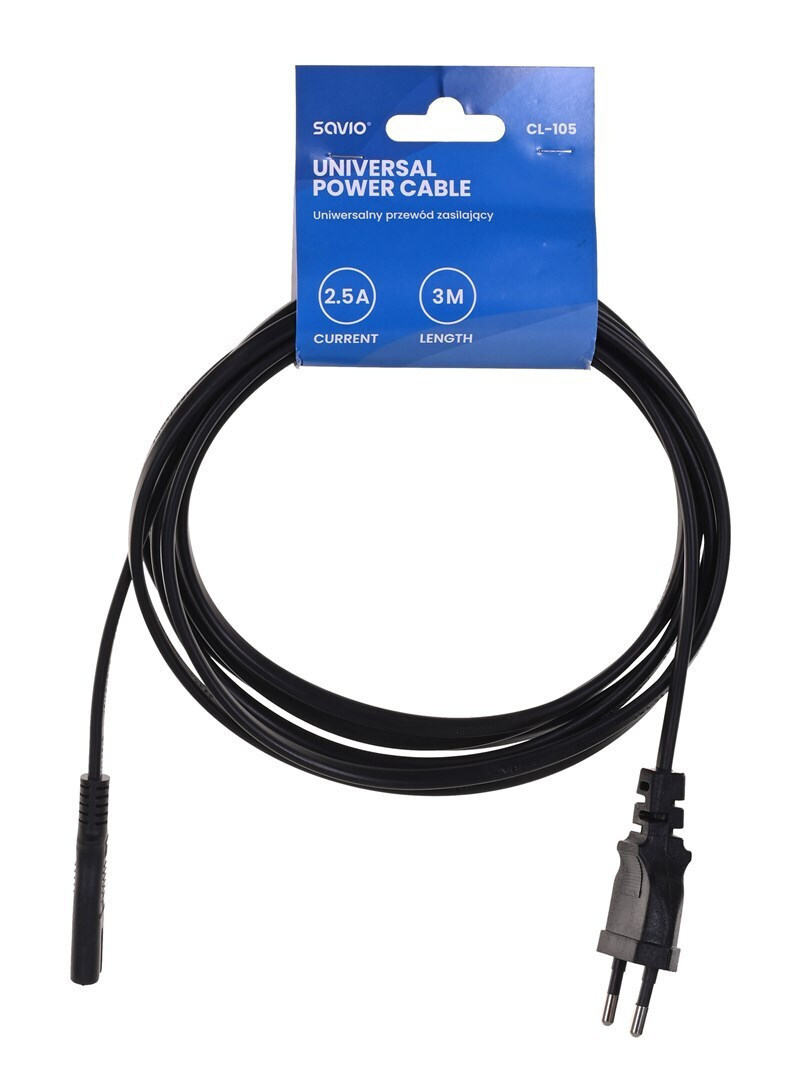 Savio Euro - IEC C7 Cable 3m Μαύρο (CL-105) - Image 3