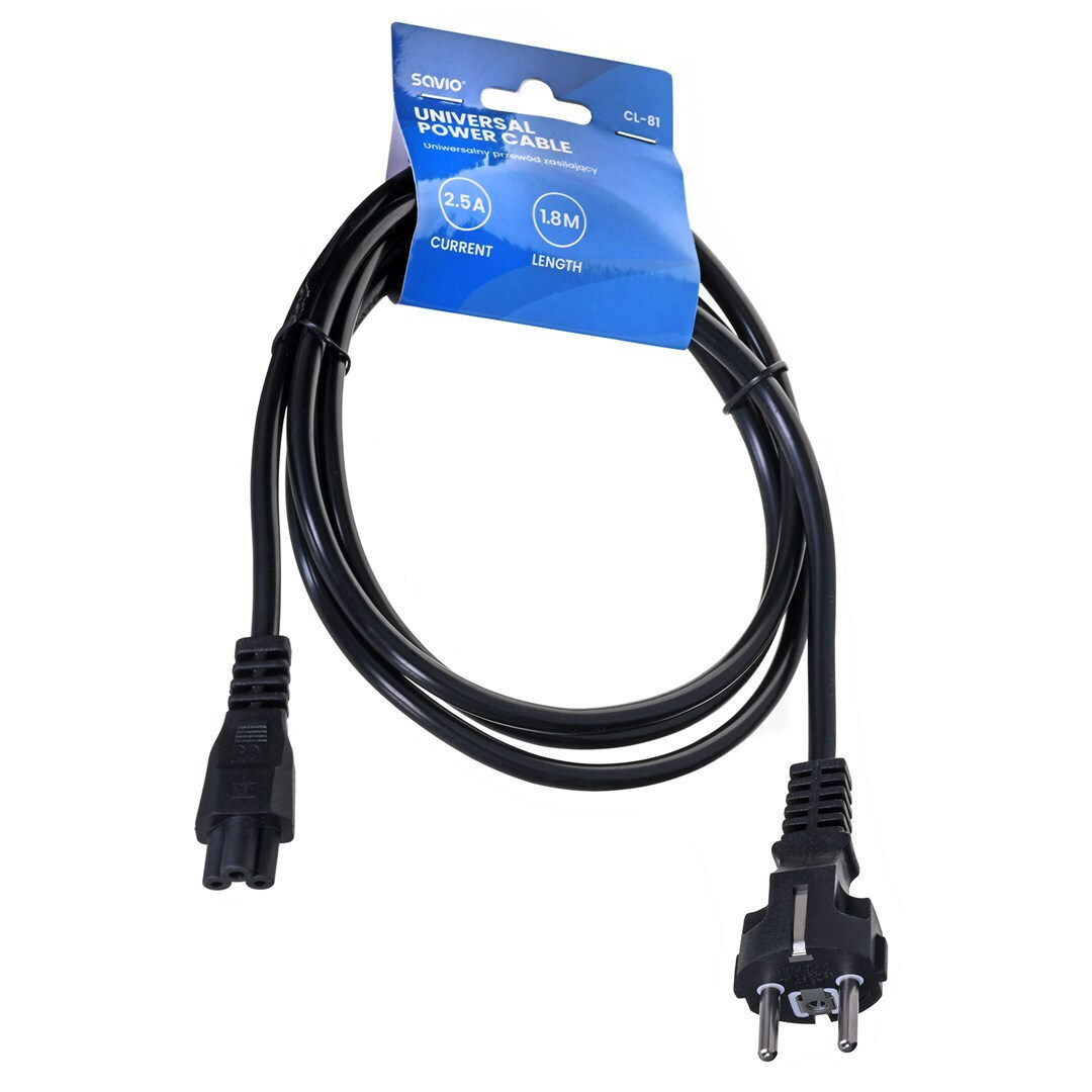Savio Schuko - IEC C5 Cable 1.8m Μαύρο (CL-81) - Image 4