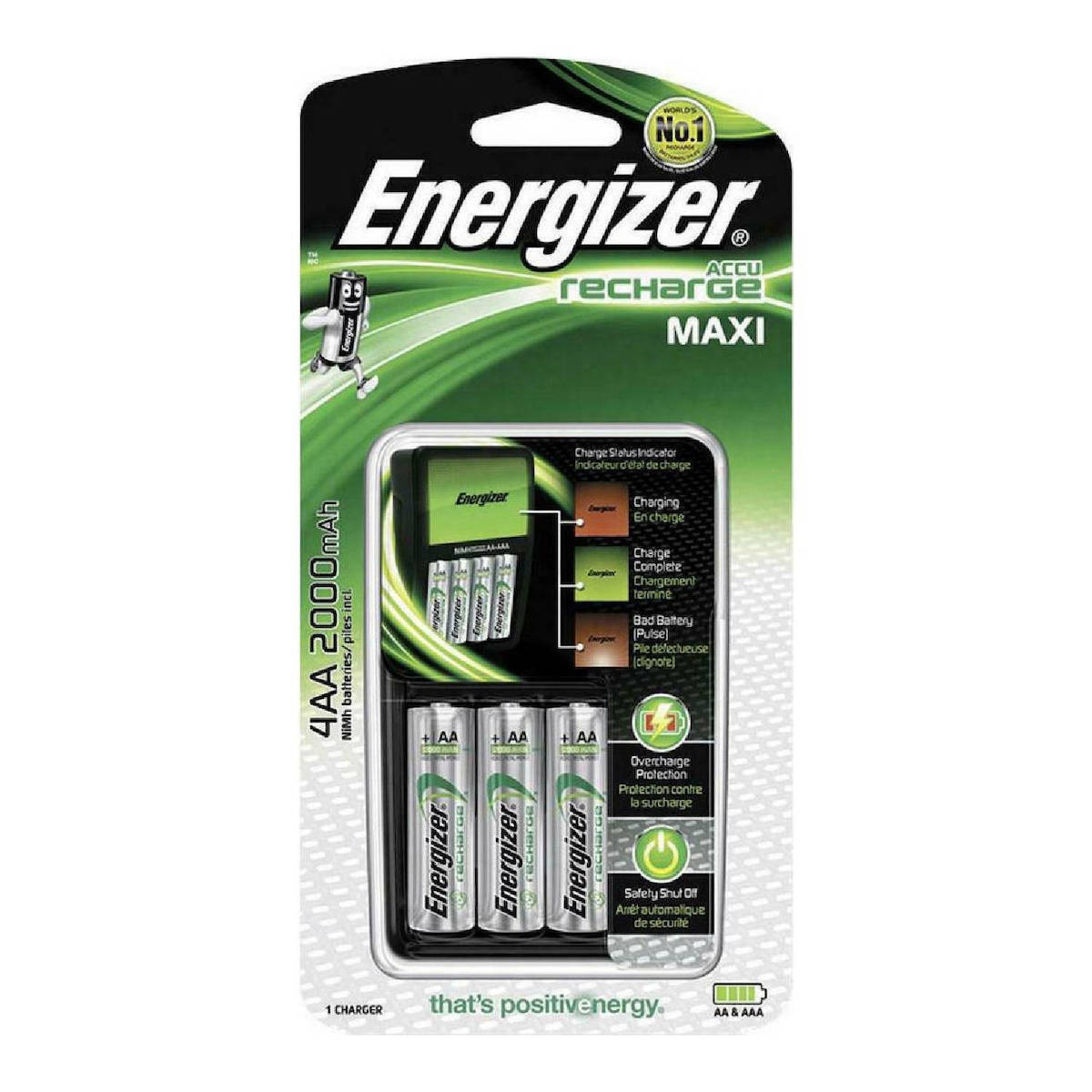 Energizer ACCU Recharge Maxi Φορτιστής 4 Μπαταριών Ni-MH Μεγέθους AA/AAA Σετ με 4x AA 2000mAh - Image 4