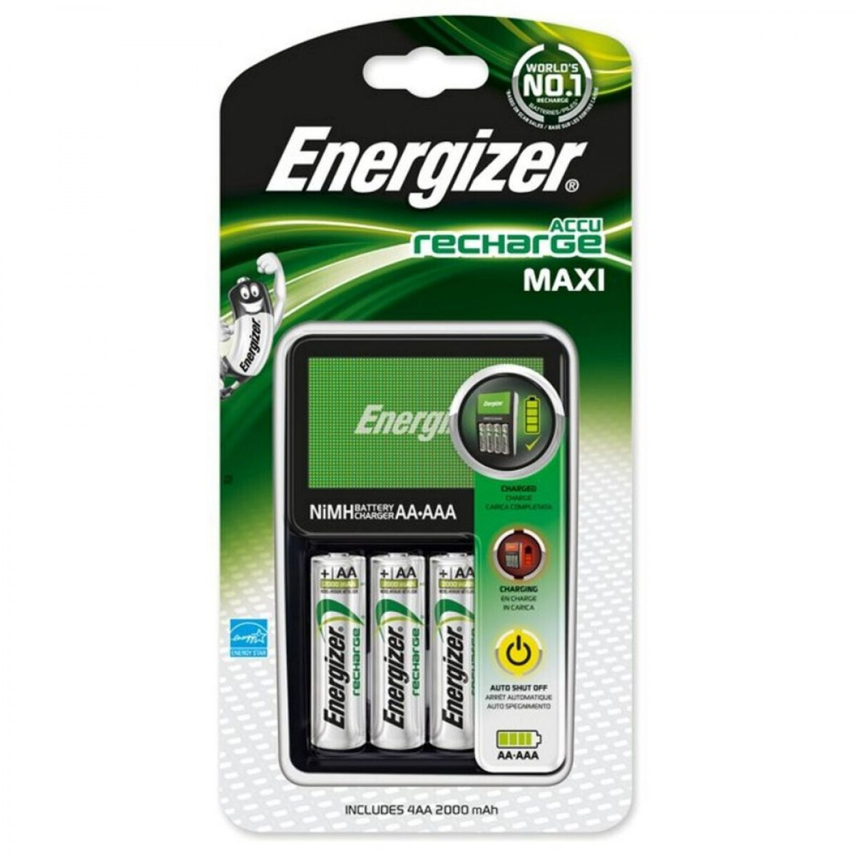 Energizer ACCU Recharge Maxi Φορτιστής 4 Μπαταριών Ni-MH Μεγέθους AA/AAA Σετ με 4x AA 2000mAh
