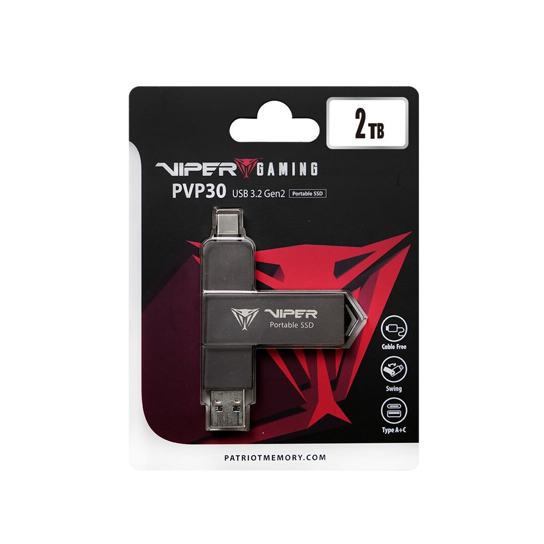 Patriot Pvp30 Duo Compact 2TB USB 3.2 SSD Stick με σύνδεση USB-A & USB-C Μαύρο - Image 3