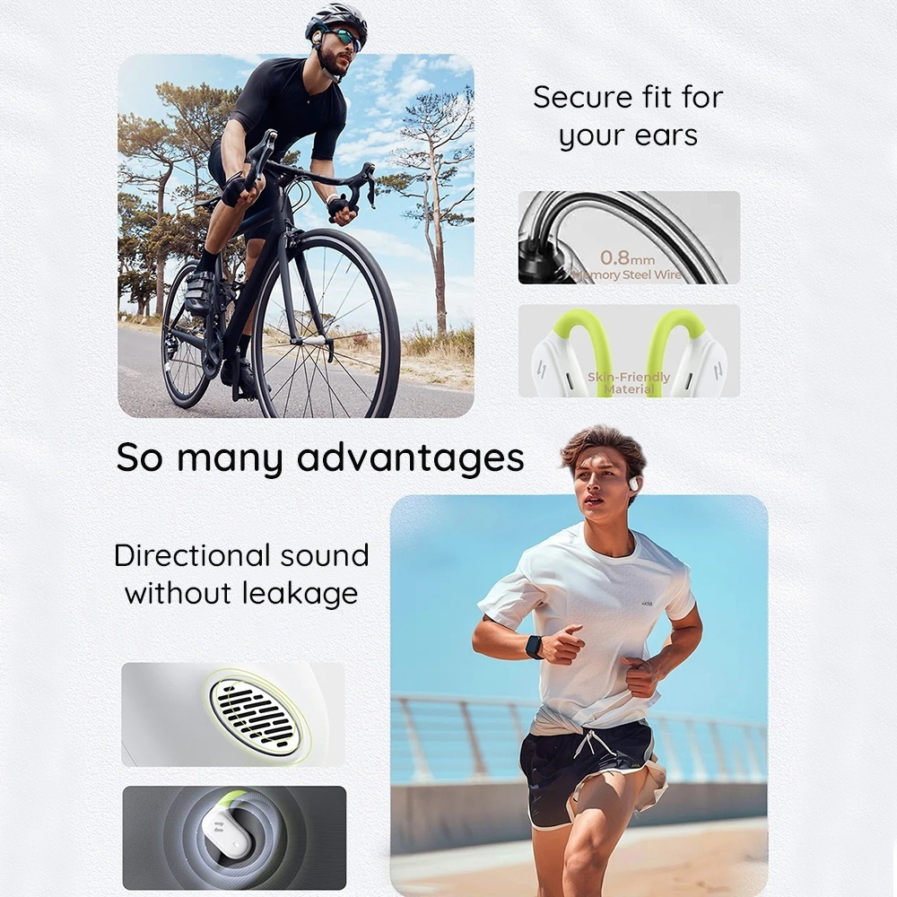 Havit OWS915 Open Ear Bluetooth Handsfree Ακουστικά με Αντοχή στον Ιδρώτα και Θήκη Φόρτισης Μαύρα - Image 4