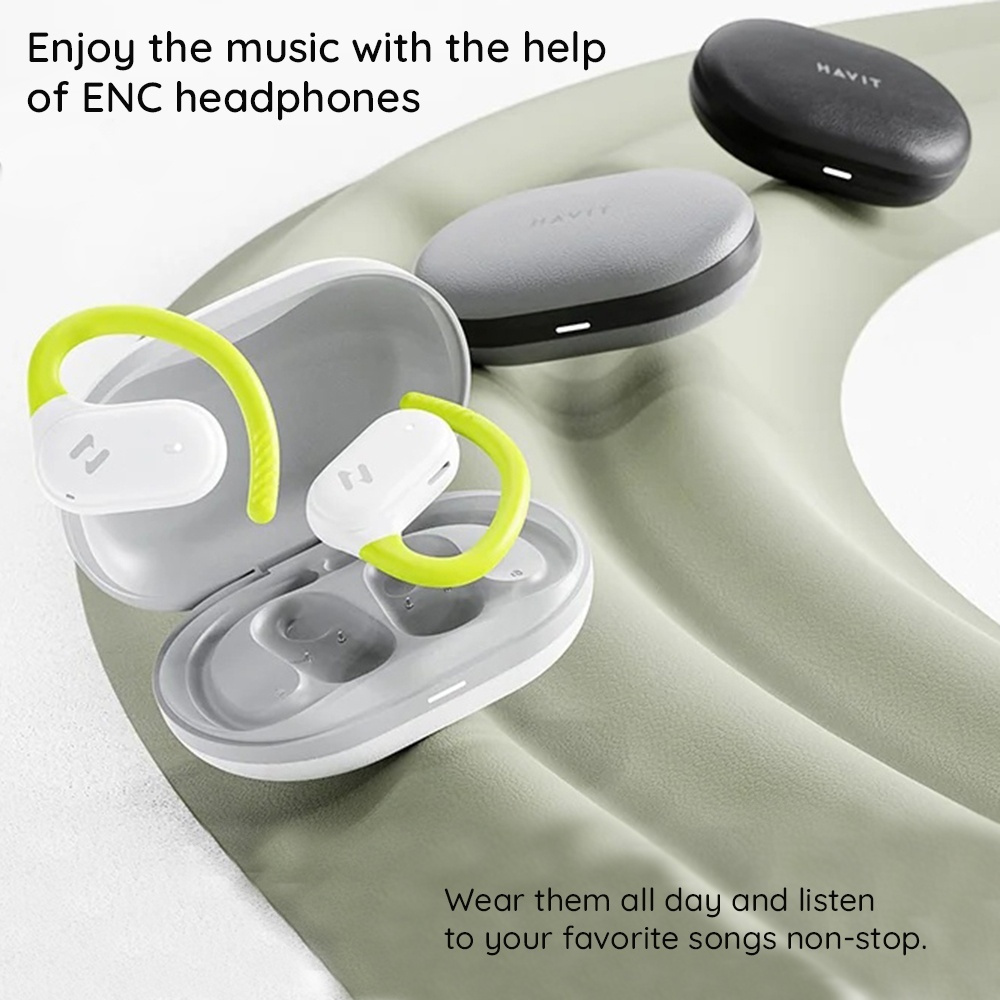 Havit OWS915 Open Ear Bluetooth Handsfree Ακουστικά με Αντοχή στον Ιδρώτα και Θήκη Φόρτισης Μαύρα - Image 2