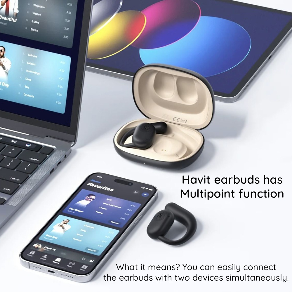 Havit OWSFIT 1 OWS914 Open Ear Bluetooth Handsfree Ακουστικά με Αντοχή στον Ιδρώτα και Θήκη Φόρτισης Μαύρα - Image 5