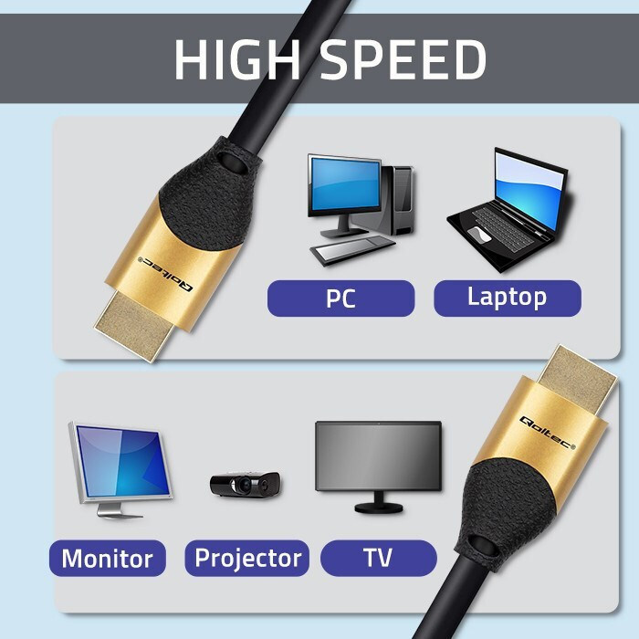 Qoltec HDMI 2.1 Cable HDMI male - HDMI male 1m Χρυσό (50354) - Image 10