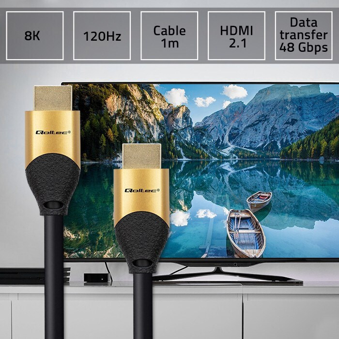 Qoltec HDMI 2.1 Cable HDMI male - HDMI male 1m Χρυσό (50354) - Image 7