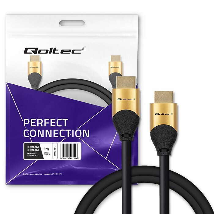 Qoltec HDMI 2.1 Cable HDMI male - HDMI male 1m Χρυσό (50354) - Image 2