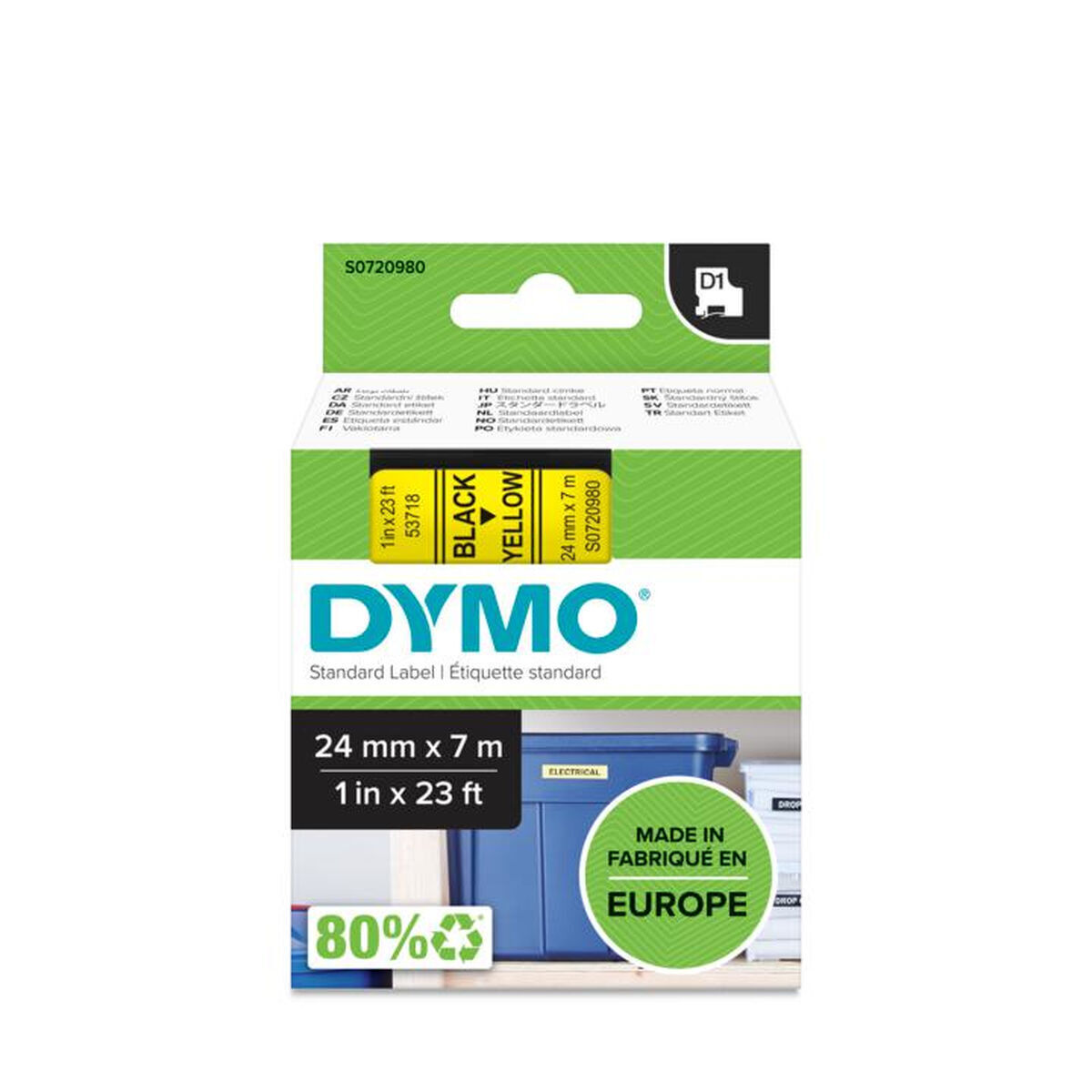 Πλαστικοποιημένη Ταινία Στυλό Dymo S0720980 Μαύρο 24 Mm - Image 3