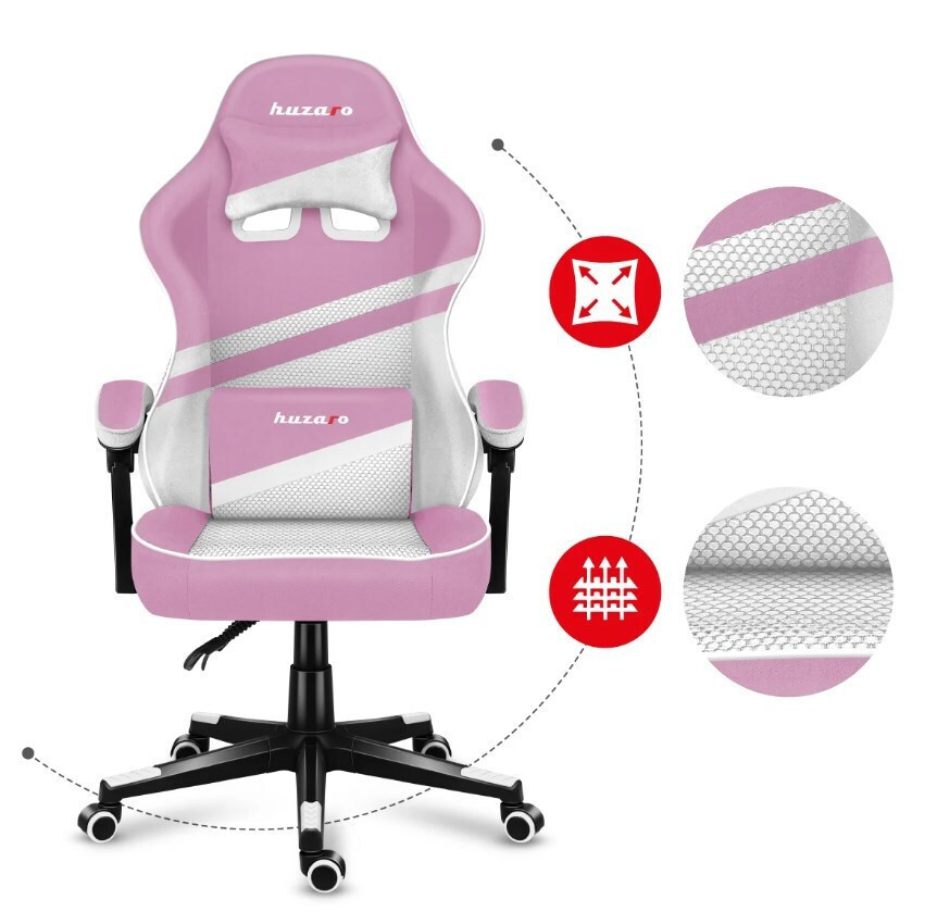 Huzaro Force 4.4 Mesh Καρέκλα Gaming Δερματίνης με Ρυθμιζόμενα Μπράτσα Ροζ - Image 12
