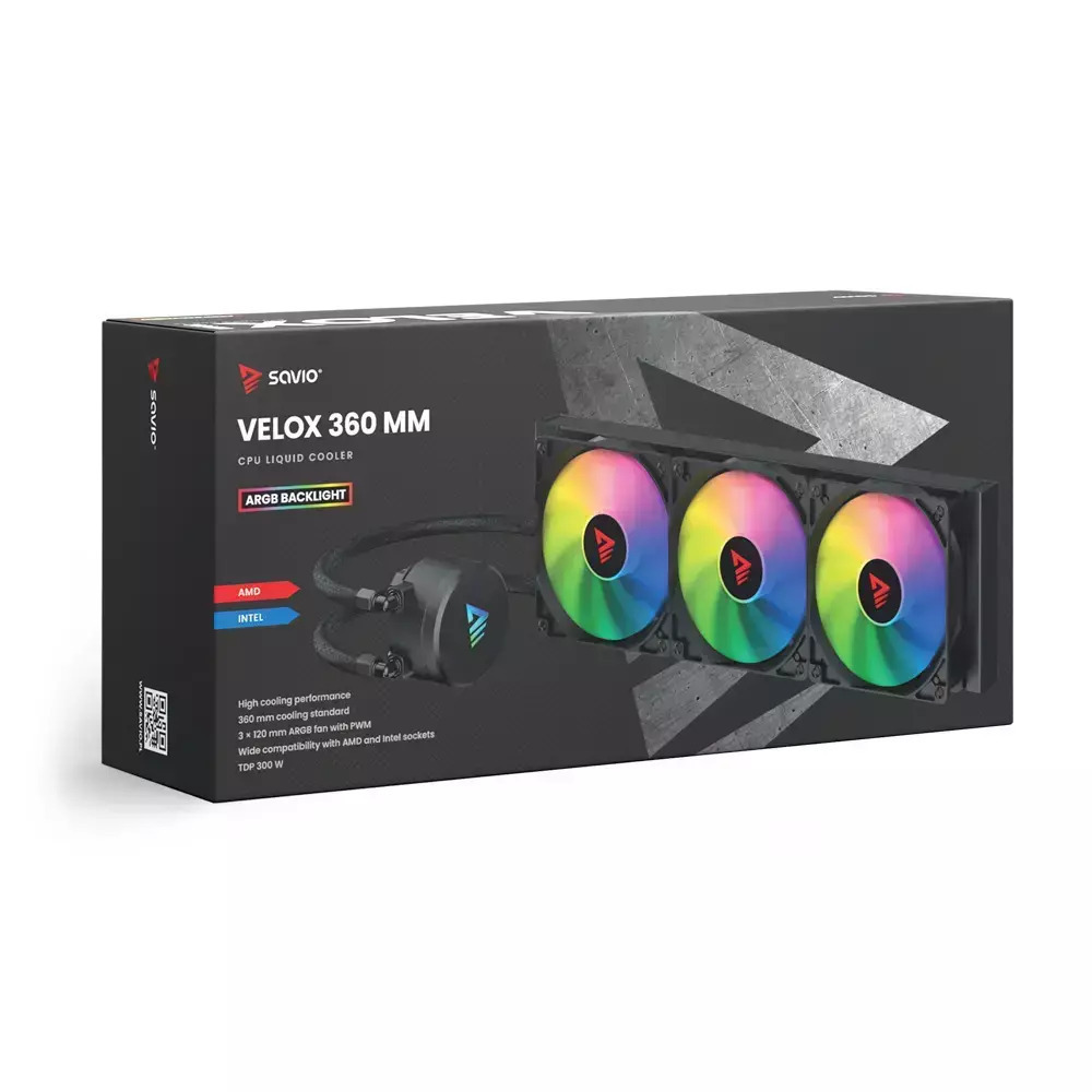 Savio VeloX 360mm Υδρόψυξη Επεξεργαστή Τριπλού Ανεμιστήρα 120mm για Socket AM4/AM5/1700/1200/115x με ARGB Φωτισμό - Image 4