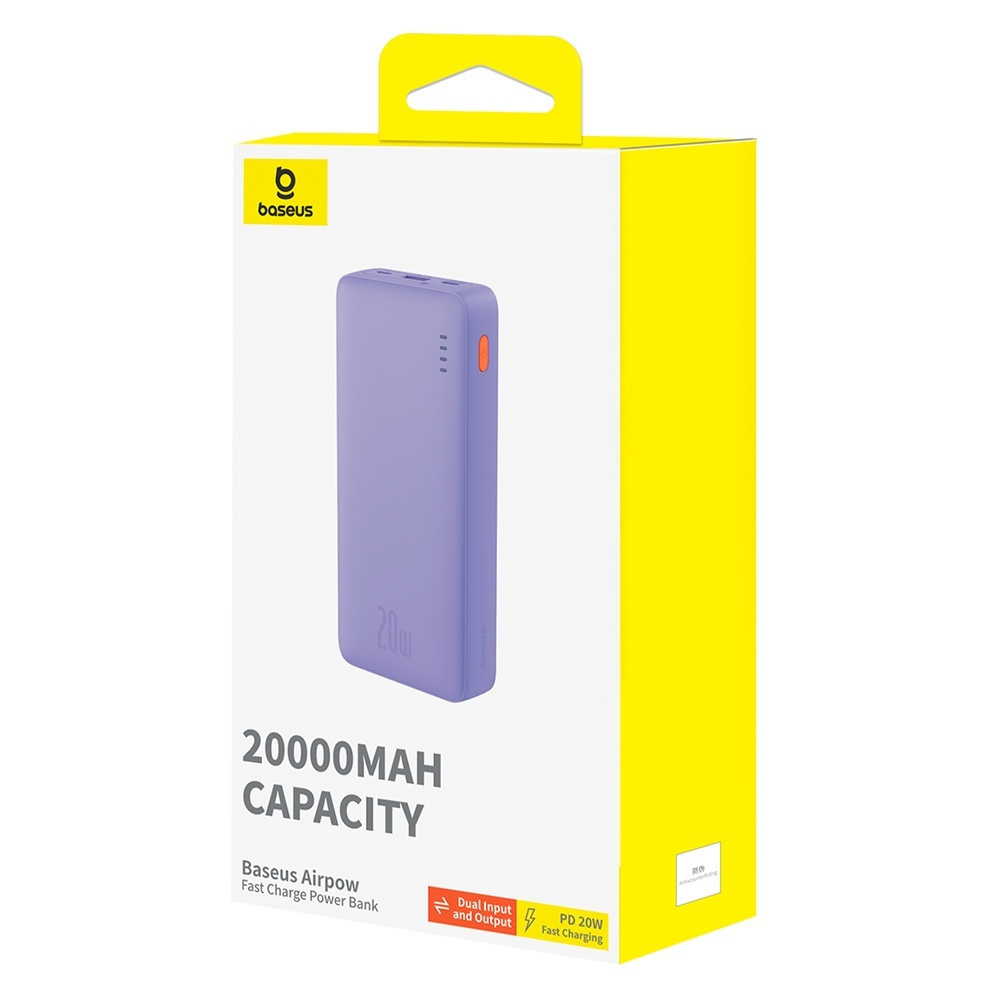 Baseus Airpow Power Bank 20000mAh 20W με Θύρα USB-A και Θύρα USB-C Μωβ - Image 4