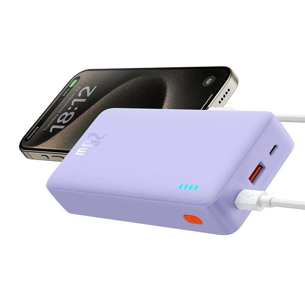 Baseus Airpow Power Bank 20000mAh 20W με Θύρα USB-A και Θύρα USB-C Μωβ - Image 2
