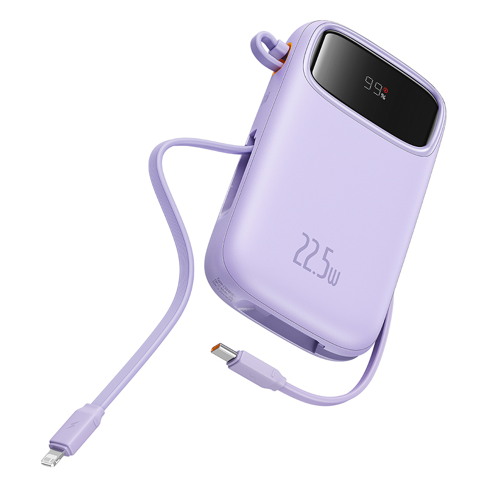 Baseus QPow 2 Power Bank 20000mAh 30W με Θύρα USB-A και 2 Θύρες USB-C Μωβ - Image 3