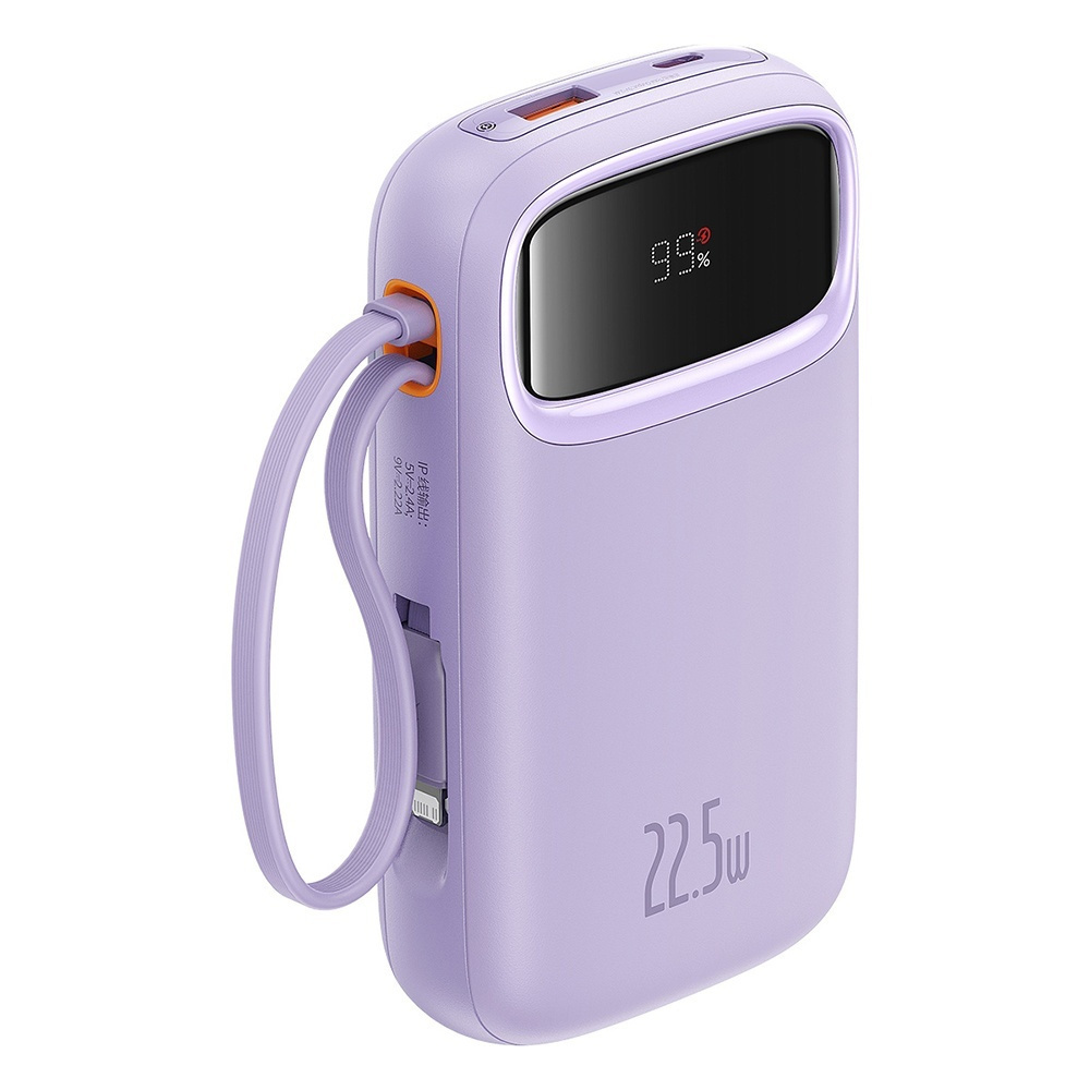 Baseus QPow 2 Power Bank 20000mAh 30W με Θύρα USB-A και 2 Θύρες USB-C Μωβ - Image 6